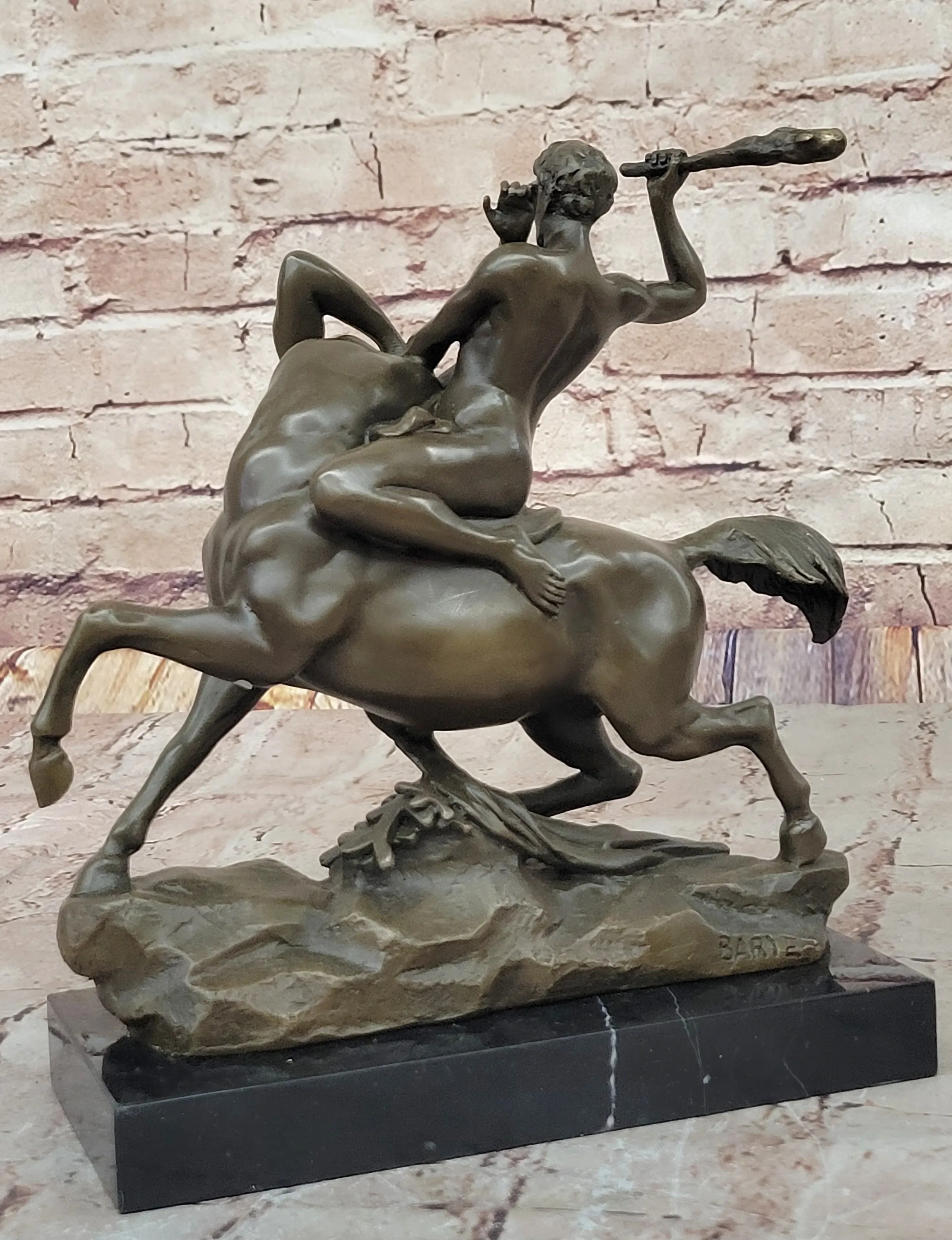 Bronze Sculpture of Theseus or Hercules Battling a Centaur - Mythological Artwork